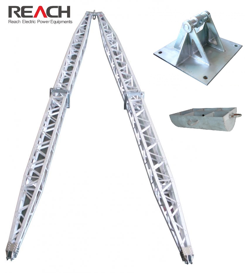 Aluminum Alloy A-shape Lattice Gin Pole Strengthened type for Power Line Tower Erection